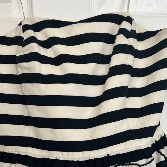 Lilly Pulitzer Black and White Payton Strapless Stripe Dress with Floral Overlay - Picture 6 of 14